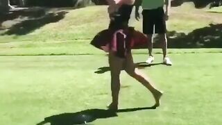 Golf swing VS Skirt - Happy Embarrassed Girls