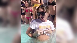 Glad Confused Gals: Julia Rose getting her breasts groped by honeys at a pool party