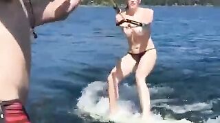 Wonderful water skiing - Happy Embarrassed Girls