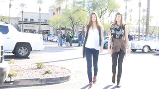 Twins caught showing their assets at car show - Happy Embarrassed Girls