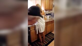 She's Trying To Do The Dishes - Happy Embarrassed Girls