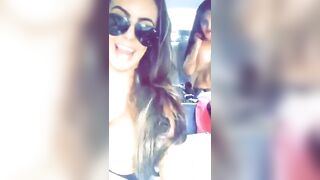 breasty Chicks Go Topless In A Car