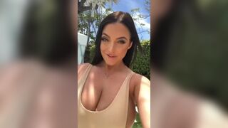 Angela walks for us again. Her top can hardly hold her breasts in. - Angela White Walking