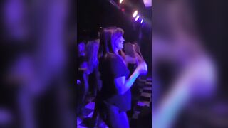 Flashing And Flaunting: Fat wife flashing the band/dj at a club.