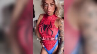 Ok, just listen! Full body nude but…. IN SPIDER-MAN SUIT - Tattooed/Pierced/Otherwise
