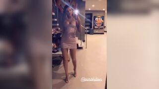 Showing off in a tight dress