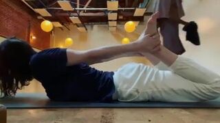 Doing yoga