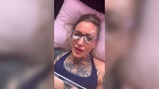 Angel Long - SLurp cum off her glasses - After the Shot