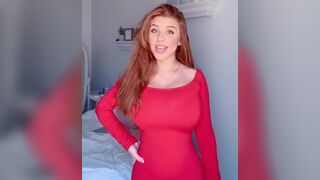 Bust stuffed in red dress - Big Breasts