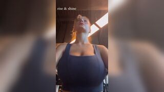 Exercising on a treadmill - Big Breasts