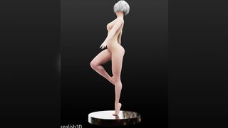 2B Pirouette Pinup (realish3D) - Automata and the Nier series