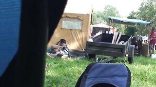 Outdoor festival amateur couple have sex secret cam