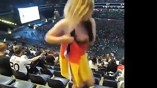 Flashing: German babe showing off in a stadium