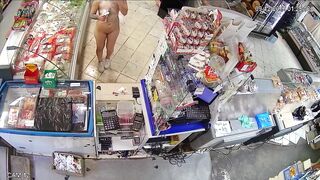 Flashing And Flaunting: Nude at the store with Yogurt poured on herself for a 