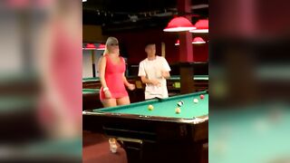 Thick girl at pool table