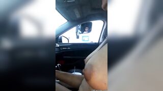 Driving naked and getting the attention of truckers - Flashing And Flaunting