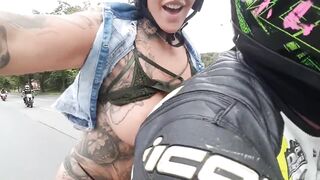 Flashing And Flaunting: On the Bike Topless