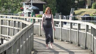 chubby Redhead Flashing on the Bridge