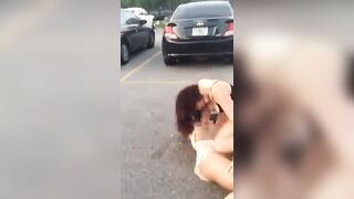 Car park fight with no underwear - Flashing And Flaunting