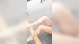 Flashing And Flaunting: Car park fight with no underclothes