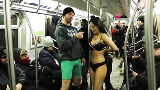 Flashing And Flaunting: Asa Akira Answering questions in a NY Teach Topless!