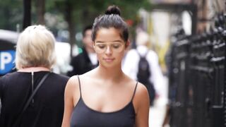 Flashing And Flaunting: Demi Rose Mawby - nah brassiere walking in public