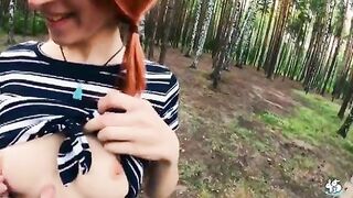 Redhead Deepthorats Boyfriends Cock While Walking In The Forrest