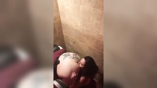 Drunk lesbian caught eating friends ass like groceries in the club bathroom - With Friends