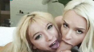 With Allies: 2 blondes working a thick cock