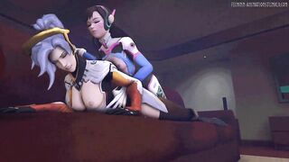 D.Va fucking Mercy on the couch