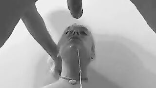 Deepthroat blonde with spit