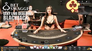 Sexy Live Casino Dealer shows her tits