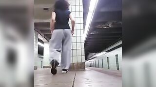 Flashing And Flaunting: Large butt gal flashing in Fresh York Subway