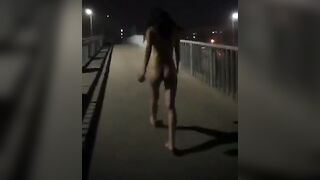 walking naked over the bridge