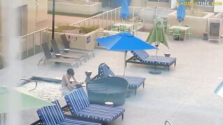 Caught banging the gf in a hotel pool - Flashing And Flaunting