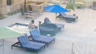 Flashing And Flaunting: Caught pumping the gf in a hotel pool