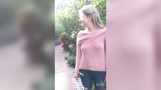 Flashing her boobs in the butterfly garden - Flashing Girls