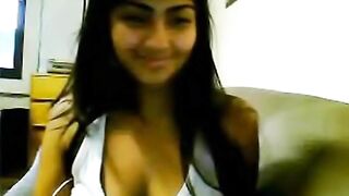 Two-for-one webcam flash from cute Arab girl