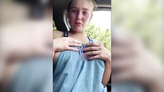 Flubbing Boners: Juvenile shows breasts in parking lot !!