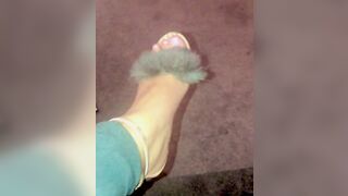 How cute are my new fluffy heels? ??