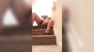 Gals Getting Off: Rubbing my vagina on the stairs during the time that my allies are over