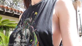 here's my side boob flashing at a busy park!