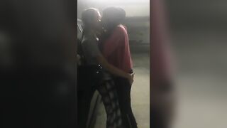 Gals Giving a kiss: Against the car