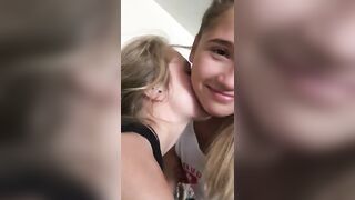 Gals Giving a kiss: Cute gals giving a kiss