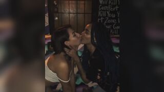 Gals Giving a kiss: In the club