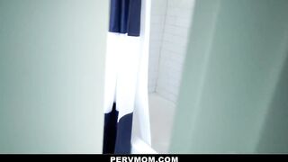 Son Spies On Big Boobs Mom In The Shower
