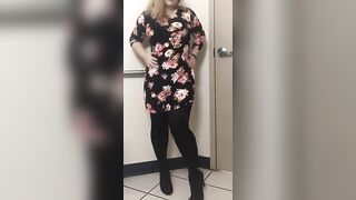 Annoying day at work and a hole in my tights. Oh well! At least I can escape to the bathroom and shake my booty - Gone Wild Chubby