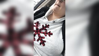 Playing with my tits in public. What would you do if you were parked next to me? - Gone Wild Plus